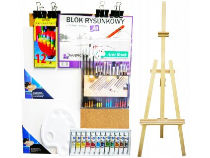 Veľká sada maľovania stojan na plátno maľuje kefy_0