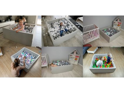 Suchý štvorcový bazén 110 cm s guličkami 600 ks_0