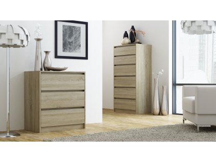 HRUDNÍK BIELIZNÍKA 6 zásuviek, VÝŠKA 140 CM KARO K6 SONOMA_4