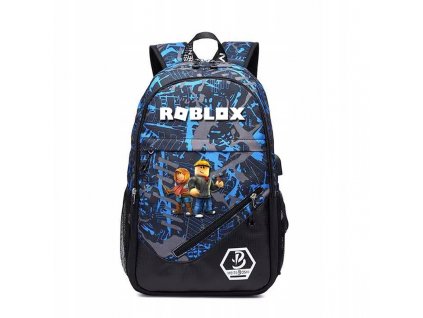 Plecak Roblox z portem USB czarno niebieski