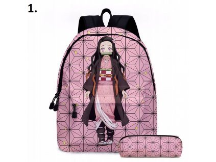 Školská taška - batoh, set, zostava - Sada batohu ceruzky case kimetsu no yaiba anime_0