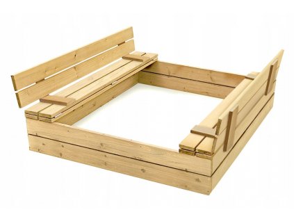 Detské pieskovisko - SANDBOX S SKLÁDACÍMI LAVICAMI 150x150 GARTISY_0