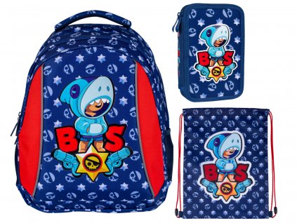 Školská taška, batoh - Batoh + Puzdro na ceruzky + Sorek- Leon Shark Brawl Star_0