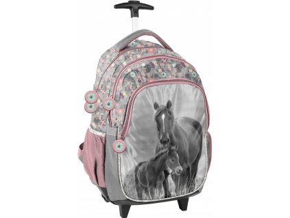 Školská taška, batoh - Školský batoh na kolesách Školská taška s konským koňom_0
