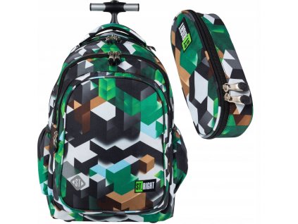 Školská taška, batoh - St.Right School Batchpack na kolesách Pixel Ceruzkový prípad_0