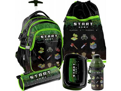 PLECAK MINECRAFT KOMPLET 5w1 NA KOLKACH SZKOLNY