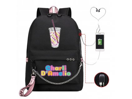 Školská taška, batoh - Backpack Charli Damelio Tik Tok Designs Big A4 s USB_0
