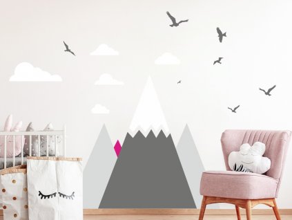 Samolepky na stenu HORY rôzne farby, šírka 3m_0