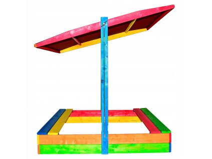 Detský stolík, stolička  - Drevené pieskovisko 150x150 so strechou EKO_0