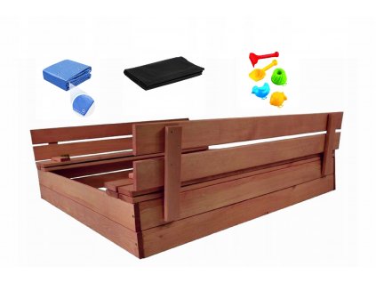 Detské pieskovisko - SANDBOX S ZATVORENÝMI Lavičkami 120x120 ZADARMO!_0