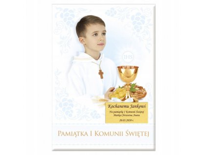 Suvenír zo svätého prijímania pre chlapca s rytinou