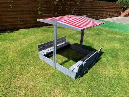 Detské pieskovisko - SKLÁDACÍ PIESKOVÝ BOX 120 sivých lavíc Strecha + GRATI_0