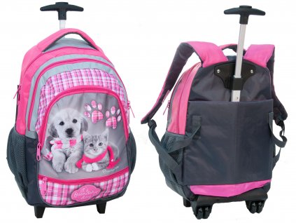 Školský batoh na kolieskách  Ružový Psík a mačka_0