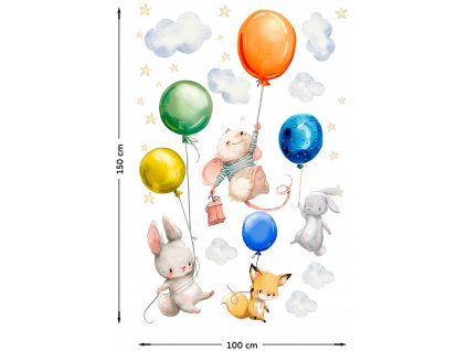 Nálepky na stenu pre detských zajacov, myš, 150 cm_0