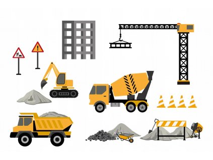 Nálepky na stenu STAVEBNÉ WEBOVÉ STRÁNKY, bager, sklápač_0