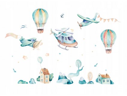 Fototapeta Detské balónové lietadlo hory mraky_0