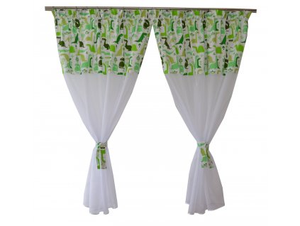 ZÁVES záves detí dinosaura zelená bavlna_0