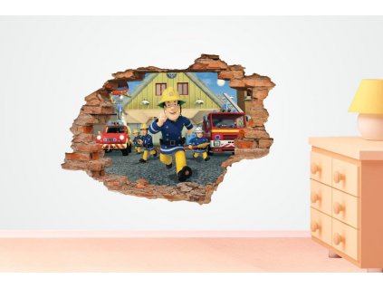 Samolepky na stenu Hasič Sam a ďalší 3D 160x110cm_0