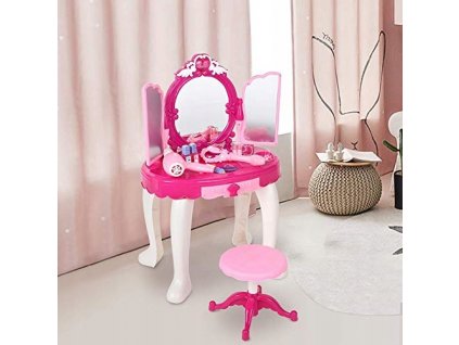 Interaktívny ružový toaletný stolík zvuky, svetlo, MP3_0