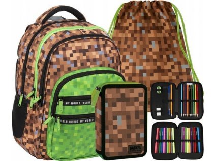 Školská taška - batoh, set, zostava - Sada pre Backpack Gamera M68 Pixel Pension Case Game_0