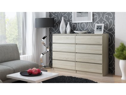 VEĽKÉ PRSIA KABINETU 8 ZÁSUVIEK 140 CM * DUB SONOMA_3