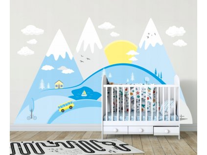 Samolepky na stenu HORY CLOUDS škandinávske 200cm_0