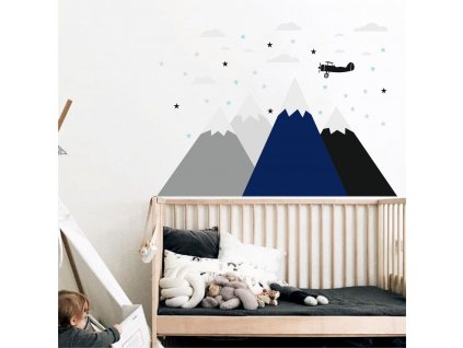 Skvelé dekorácie z hory, oblaky, hviezdy, lietadlo, farba_0