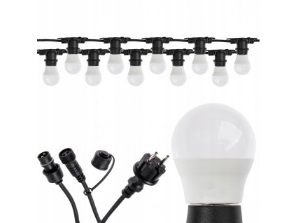 Vonkajšia dekoračná reťaz GIRLANDA - Vonkajšie Garland 10m + LED 10X E27 LED_0
