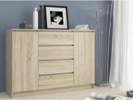 Toaletný stolík, SKRIŇA 140 cm 4 ZÁSUVKY, 2 DVERE SONOMA VEĽKÉ_3