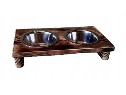 Miska pre psov - Drevený stojan s miskami 2 x 0,9L_0