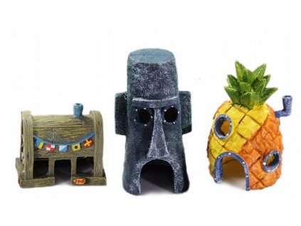 CHATA dekorácie, ozdoby PRE AKVÁRIUM spongebob 3ks_0