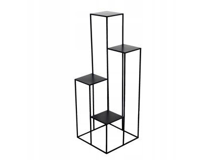 Kovový stojan na rastliny, 4 úrovne, čierny_0