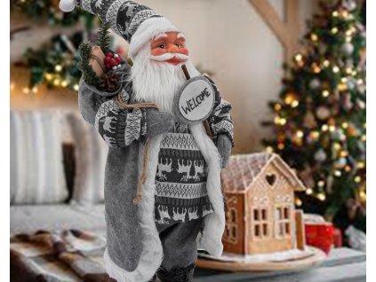 Vianočná postavička, dekorácia - Santa Claus 90cm Gray Figúrka Big Gift_3