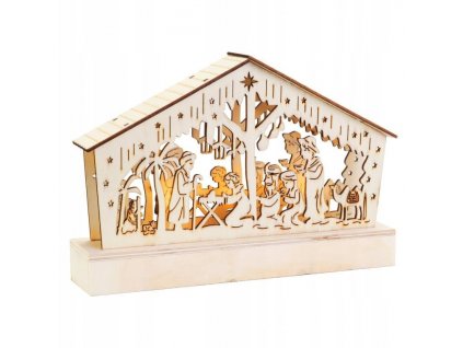 Vianočný betlehem, veniec dekorácia - Drevený betlehem s vedením vianočné dekorácie_0