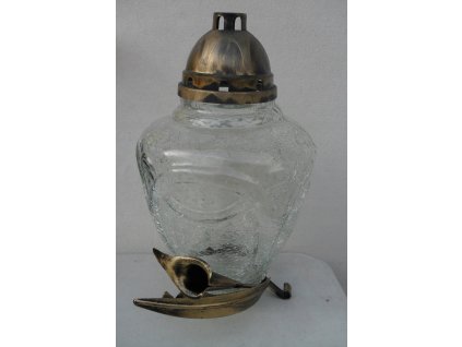 Večné svetlo, kahanec - Znicz a váza s mrazeným sklom s kalasom_0