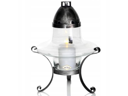 Večné svetlo, kahanec -  sklenená sviečka na oceľovom podstavci