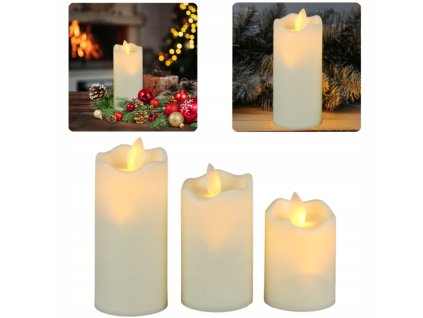 Kahance, sviečky na hroby - 3X LED SVIEČKA POHYBLIVÝ PLAMEŇ