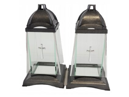 Večné svetlo, kahanec - Znicz HK-44 strieborné s priečnym sadou 2 ks_0