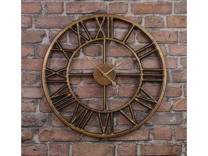 Hodiny na stenu zlato bronz kovové loft retro 60 ḟc_2