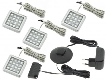 Osvetlenie nábytku LED pás - KPL 4x SQUERE ZIMNA lampa podszafkowa LED+zasilcz_0