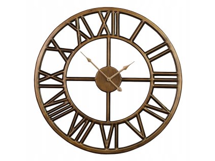 Nástenné hodiny zlatý bronz kovový retro loft 80cm_1