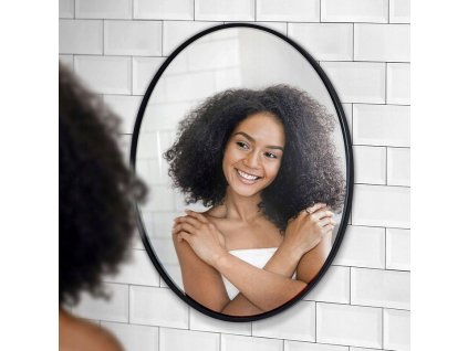 Kulaté ČIERNE ZRCADLO 40CM PÁSOVÉ MODERNÝ RÁM ČIERNE_1