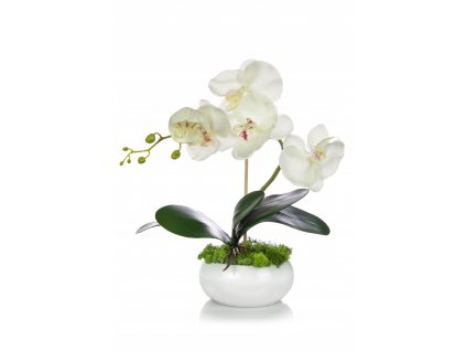 Umelé ORCHIDEA mini biele keramické kvetináče_2