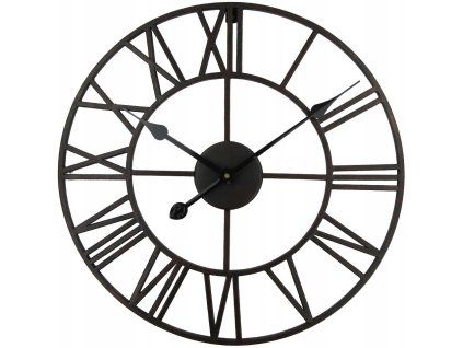 Čierne nástenné hodiny Retro Loft, 80 cm