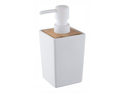 DÁVKOVAČ NA MYDLO BIELY KERAMICKÝ DREVENÝ PRVOK_0