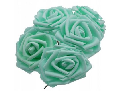 UMELÉ RUŽE kvety DIY TYRKYSOVÉ VEĽKÉ 8 cm 20 Ks._0