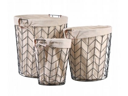 ČIERNY drôtený KÔŠ / KOV S MATERIÁLOM x3_0