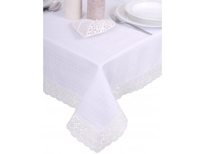 obrus bavlna plamoodporny 240x140 biele čipky_0