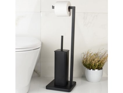 STOJANOVÁ KEFA WC + DRŽIAK PAPIERA ČIERNA MAT_0