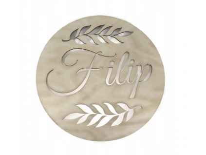 LED nočná lampa s menom dieťaťa, 30 cm, drevo_0